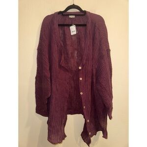 Free People Mulberry Gauze Oversized Blouse Size Medium NWT‎
